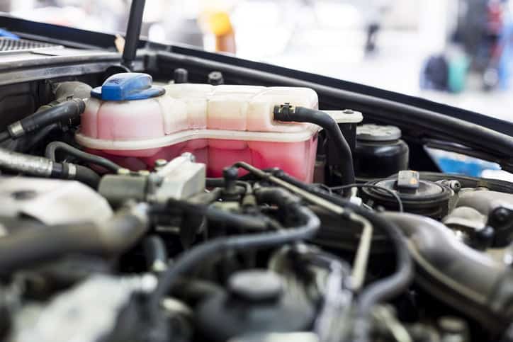 Coolant container in a car's engine.