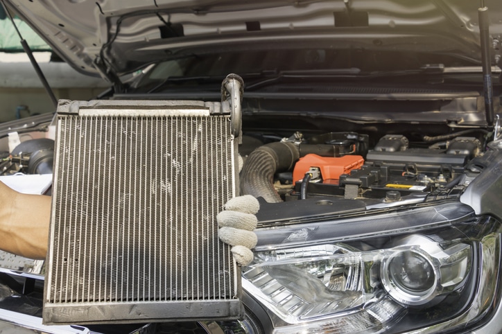 close up of car radiator